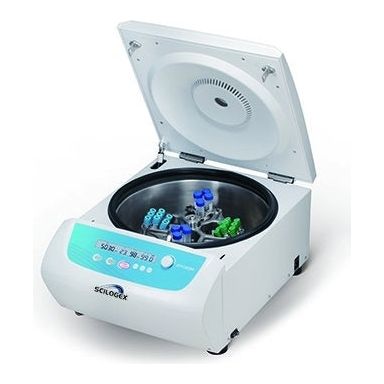 Light Gray Scilogex DM0636 Multi-Purpose Clinical Centrifuge w/ 19400041 Swing Out Rotor