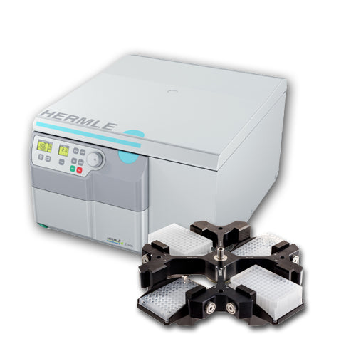 Light Gray Z446 Microplate Package with swing out rotor and microplate carriers